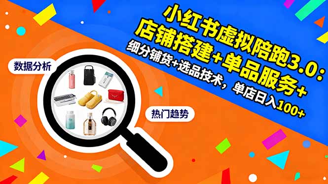 小红书虚拟陪跑3.0：店铺搭建+单品服务+细分铺货+选品技术，单店日入100+-AI学习资源网