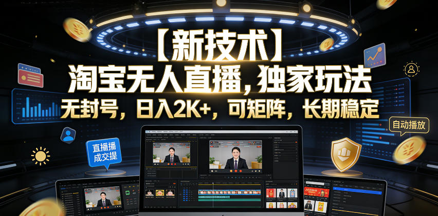 【新技术】淘宝无人直播,独家玩法,无封号,日入2K+,可矩阵,长期稳定【揭秘】-AI学习资源网