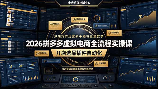 2026拼多多虚拟电商全流程实操课，开店选品插件自动化，多店矩阵运营新手避坑全套教学-AI学习资源网