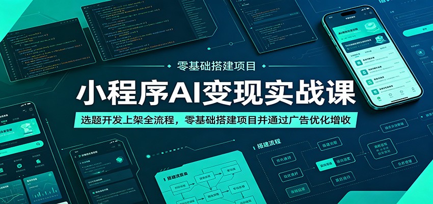 小程序AI变现实战课：选题开发上架全流程，零基础搭建项目并通过广告优化增收-AI学习资源网