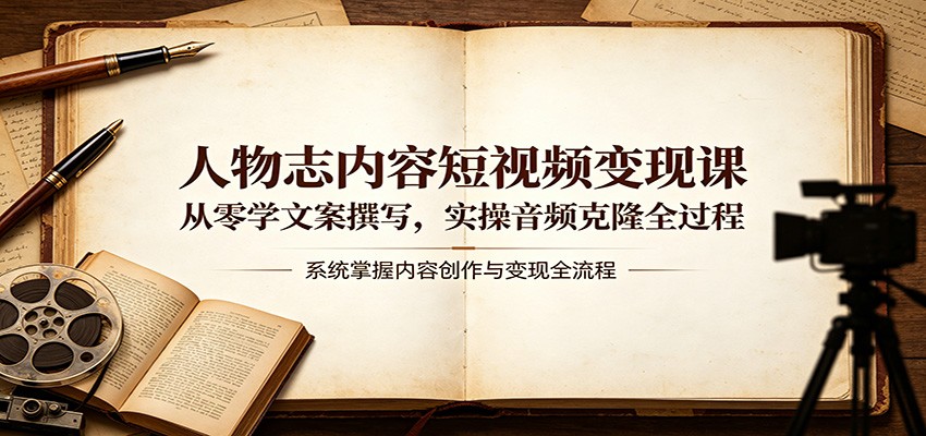 人物志内容短视频变现课：从零学文案撰写，实操音频克隆全过程-AI学习资源网