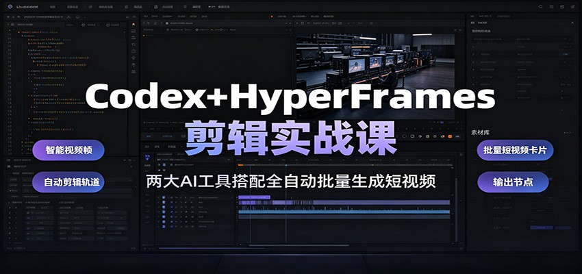 Codex+HyperFrames剪辑实战课:两大AI工具搭配全自动批量生成短视频-AI学习资源网