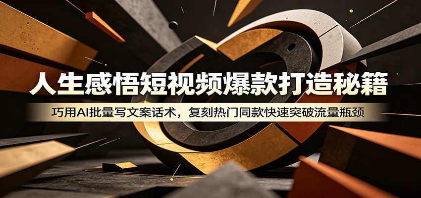 人生感悟短视频爆款打造秘籍：巧用A 批量写文案话术，复刻热门同款快速突破流量瓶颈-AI学习资源网