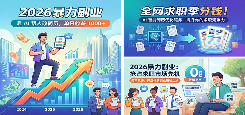 2026暴力副业:靠AI帮人改简历,单日收益1000+,全网求职季分钱-AI学习资源网