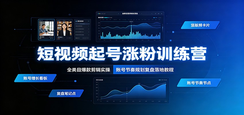 短视频起号涨粉训练营：全类目爆款剪辑实操，账号节奏规划复盘落地教程-AI学习资源网