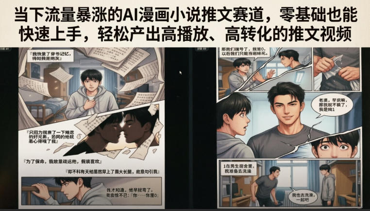当下流量暴涨的AI漫画小说推文赛道，零基础也能快速上手，轻松产出高播放、高转化的推文视频-AI学习资源网