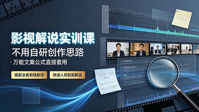 影视解说实训课：不用自研创作思路，万能文案公式直接套用，搭配全套剪辑教程，快速入局影视解说-AI学习资源网