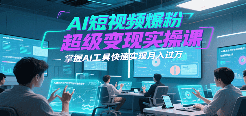 AI短视频爆粉超级变现实操课，掌握AI工具快速实现月入过万-AI学习资源网