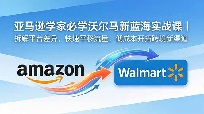 亚马逊卖家必学沃尔玛新蓝海实战课|拆解平台差异,快速平移流量,低成本开拓跨境新渠道-AI学习资源网
