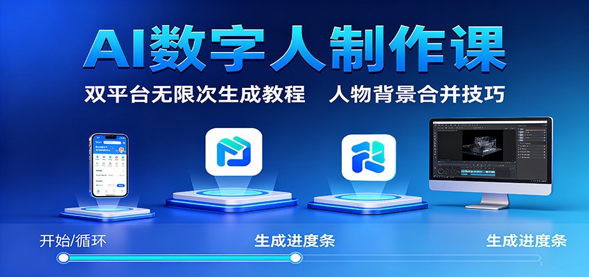 AI数字人制作课:双平台无限次生成教程,人物背景合并技巧-AI学习资源网