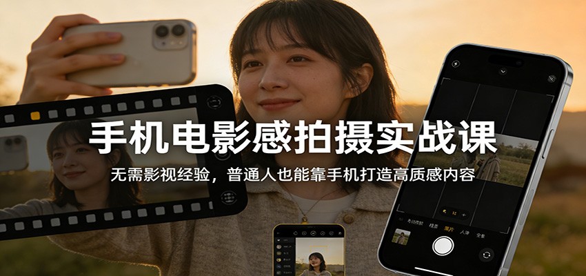手机电影感拍摄实战课：无需影视经验，普通人也能靠手机打造高质感内容-AI学习资源网