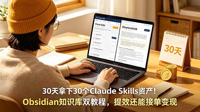 30天拿下30个Claude Skills资产！Obsidian知识库双教程，提效还能接单变现-AI学习资源网