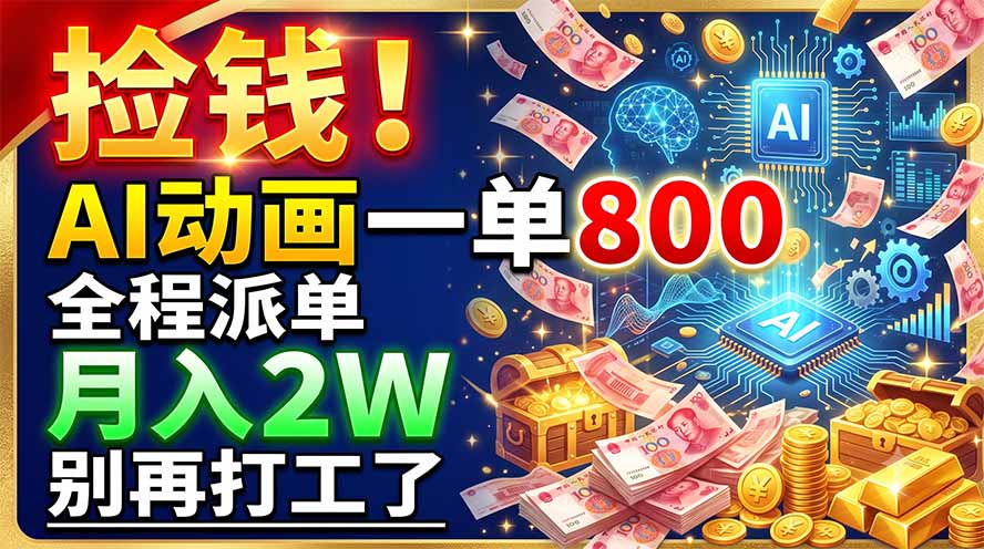 捡钱！AI动画一单800，全程派单，月入2W，别再打工了-AI学习资源网