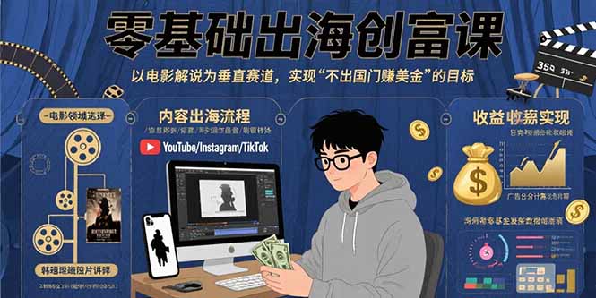 零基础出海创富课：以电影解说为垂直赛道，实现不出国门赚美金的目标-AI学习资源网
