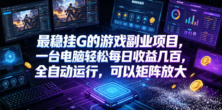 最稳挂G的游戏副业项目，一台电脑轻松每日收益几百，全自动运行，可以矩阵放大【揭秘】-AI学习资源网