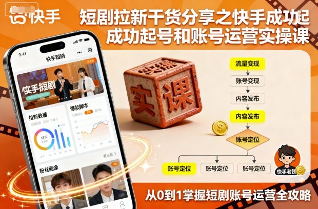 短剧拉新干货分享之快手成功起号和账号运营实操课-AI学习资源网