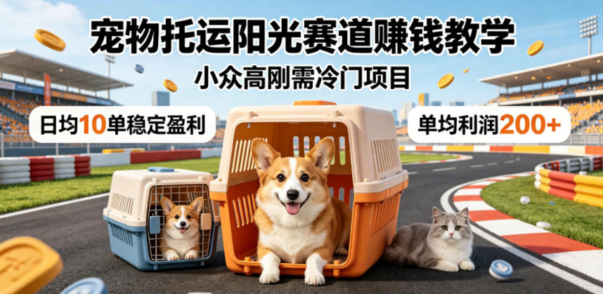 宠物托运阳光赛道賺钱教学，小众高刚需冷门项目，日均10单稳定盈利，单均利润200+-AI学习资源网