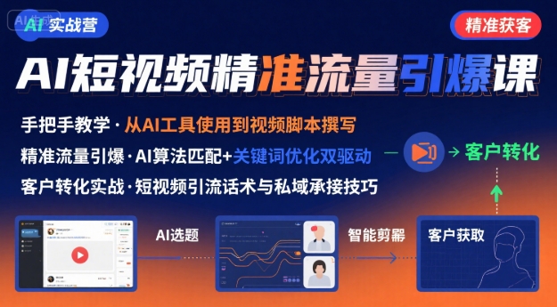 AI+短视频引爆精准客户实战营，手把手教你引爆Ai短视频精准流量-AI学习资源网