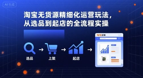 淘宝无货源精细化运营玩法，从选品到起店的全流程实操-AI学习资源网