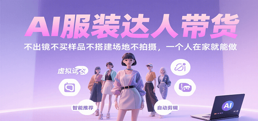 AI服装达人带货，不出镜不买样品不搭建场地不拍摄，一个人在家就能做-AI学习资源网
