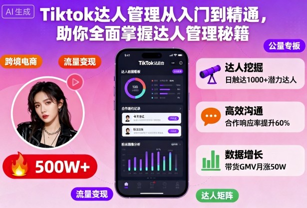 Tiktok达人管理从入门到精通,助你全面掌握达人管理秘籍-AI学习资源网
