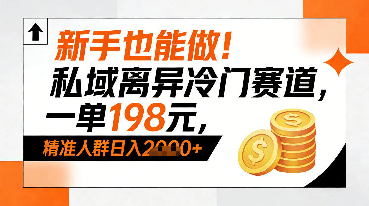 新手也能做！私域离异冷门赛道，一单198，精准人群日入1k+-AI学习资源网