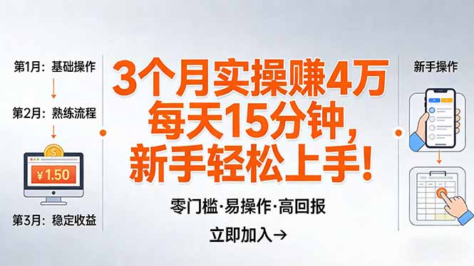 我3 个月实操赚了 4 万 ,每天操作15分钟,新手也能轻松上手!-AI学习资源网