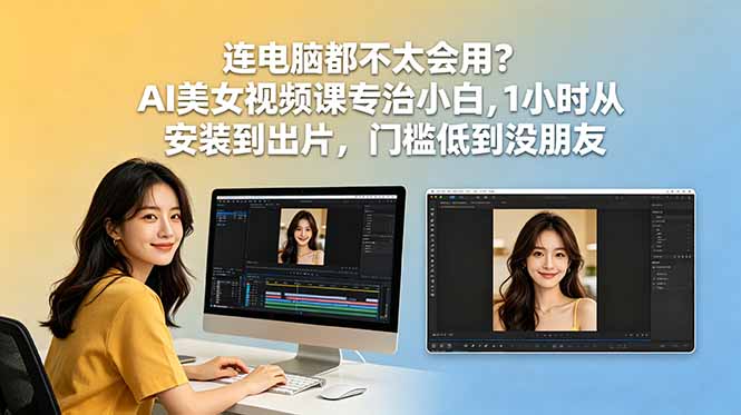 连电脑都不太会用?AI美女视频课专治小白,1小时从安装到出片,门槛低到没朋友-AI学习资源网