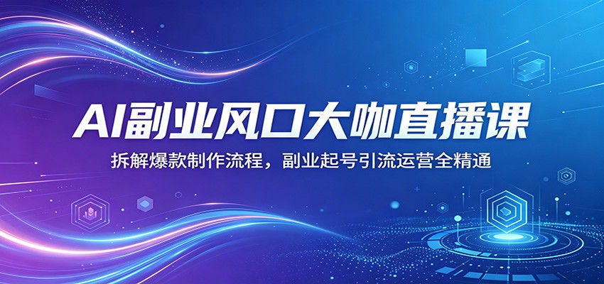 AI副业风口大咖直播课：拆解爆款制作流程，副业起号引流运营全精通-AI学习资源网