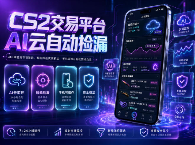 CS2交易平台AI云自动捡漏,多年稳定运行,无需手机,支持任何形式验证,日入300+【揭秘】-AI学习资源网