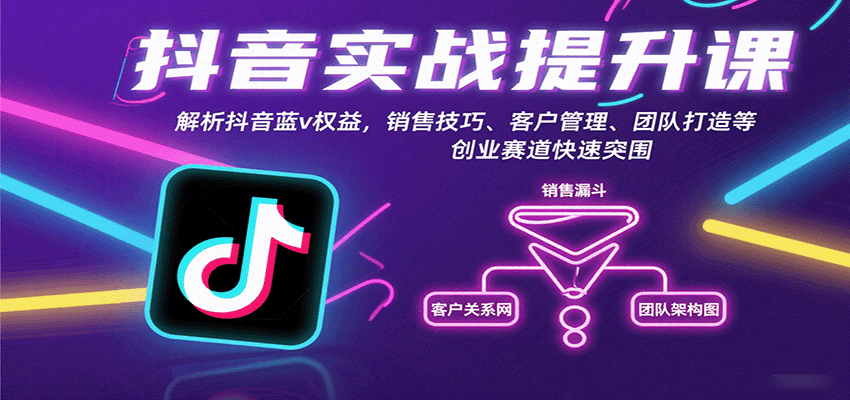 抖音实战提升课：解析抖音蓝v权益，销售技巧、客户管理、团队打造等创业赛道快速突围-AI学习资源网
