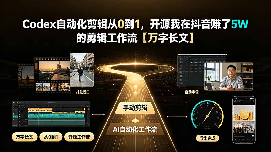 Codex自动化剪辑从0到1，开源我在抖音赚了5W 的剪辑工作流【万字长文】-AI学习资源网