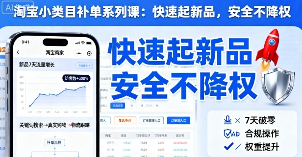 淘宝小类目补单系列课，快速起新品，安全不降权-AI学习资源网